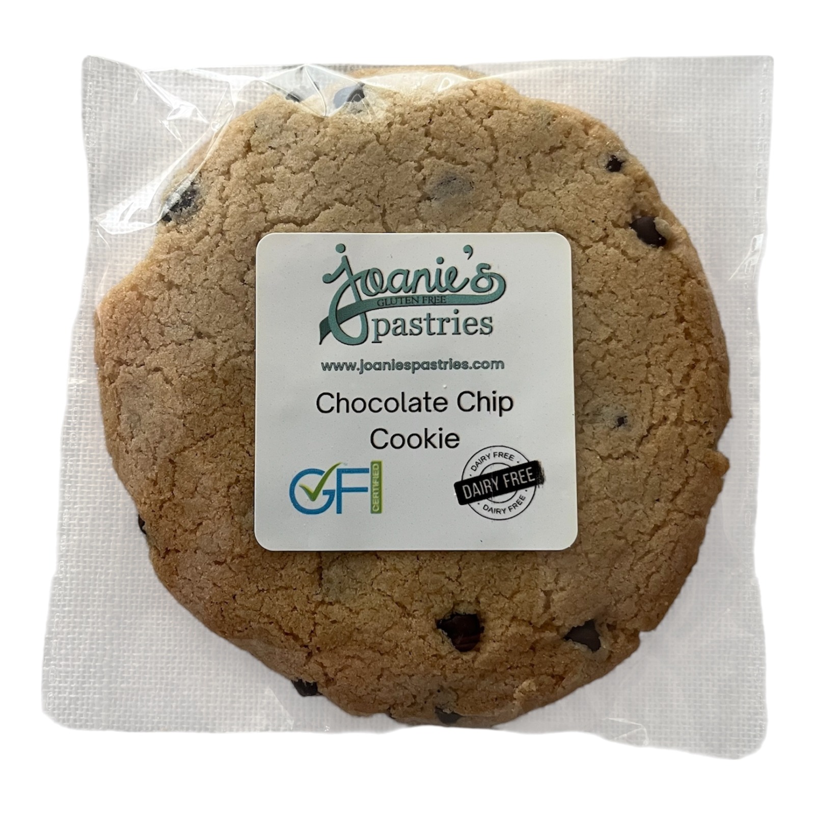 Dairy Free Chocolate Chip Cookie (single packaged) — gluten free, dairy free — Joanie’s Pastries wholesale