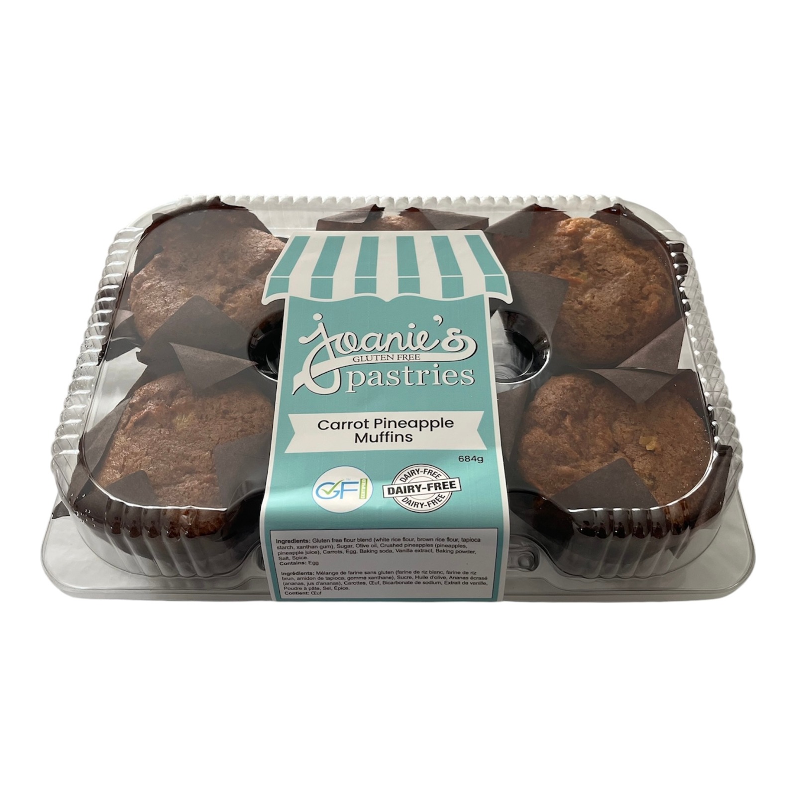 Carrot Pineapple Muffins - 6/package (Dairy Free, Gluten Free) — gluten free, dairy free — Joanie’s Pastries wholesale